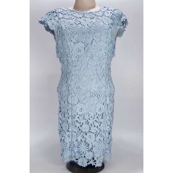 Lulus Romance Language Blue Floral Crochet Lace Mini Dress Backless Size Small - Picture 2 of 9